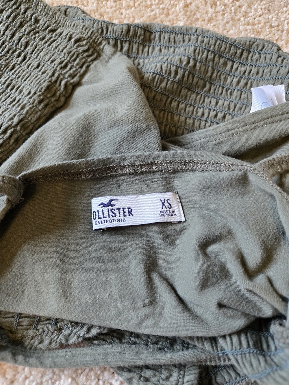 Hollister Olive Green Smocked Halter Tank Top - Picture 3 of 3